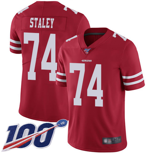 San Francisco 49ers Limited Red Men Joe Staley Home NFL Jersey #74 100th Season Vapor Untouchable